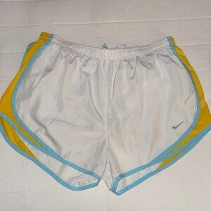 Nike Women's White and Yellow Athletic Shorts